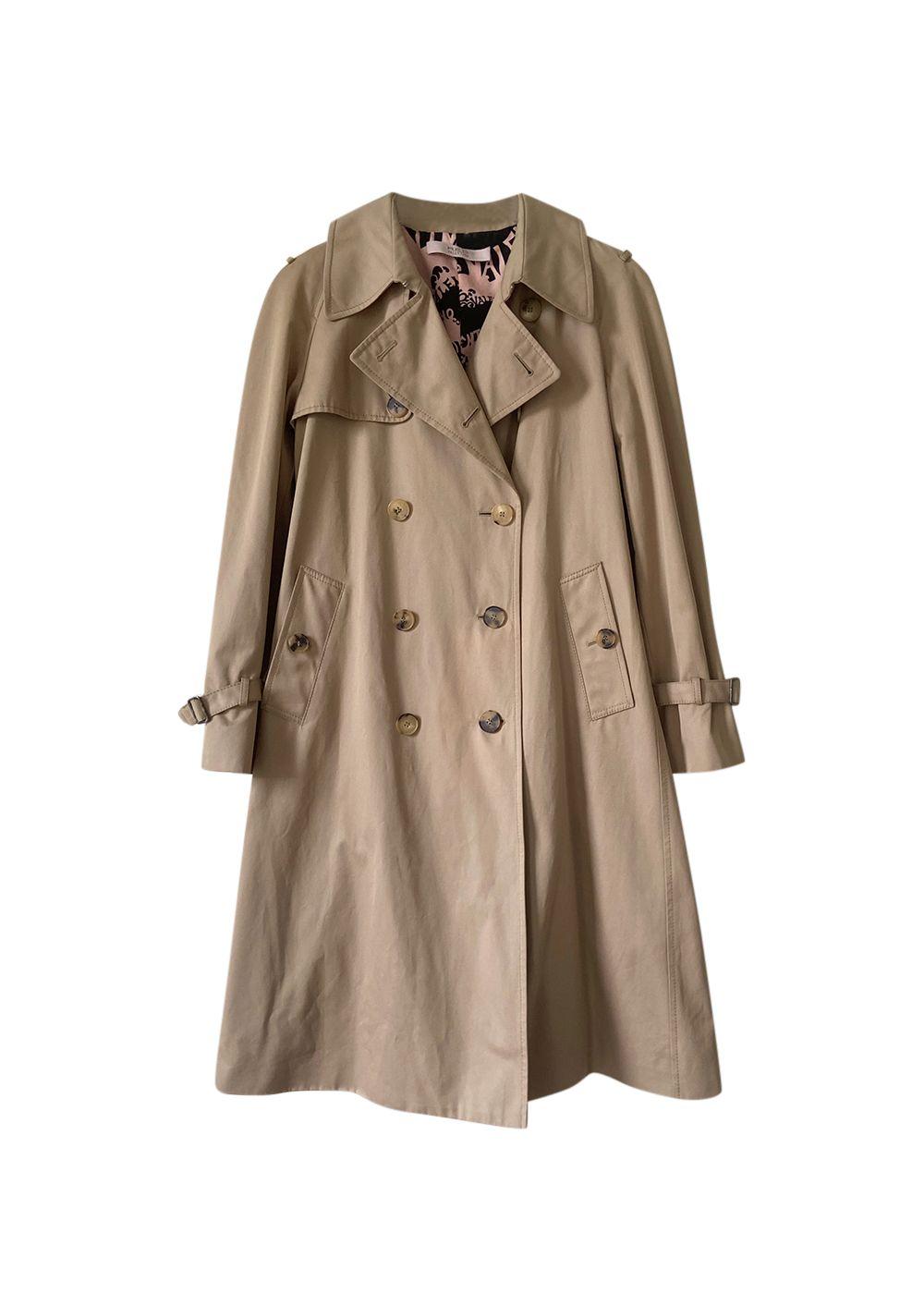 Beige Double Breasted Short Trench Coat
