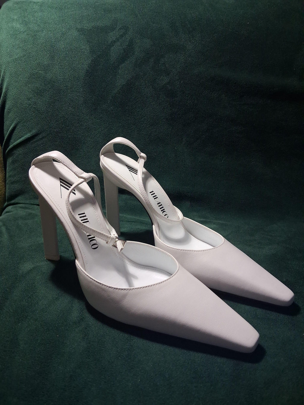 The Attico White Leather Amber Sandals