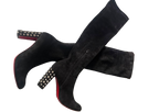 Louboutin Embellished Heel Long Stretch Suede Boots