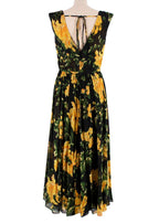 Carolina Herrera Black & Yellow Floral Midi Dress