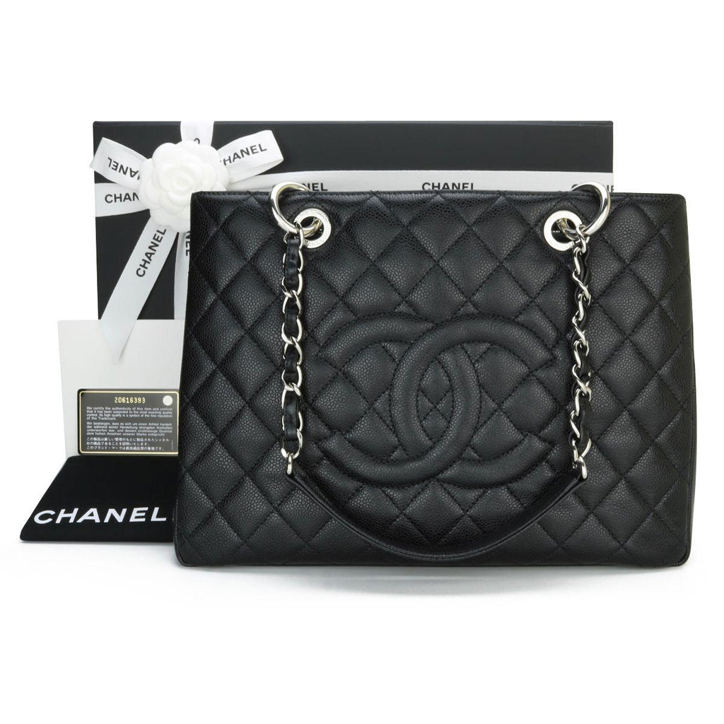 Chanel Black Caviar Leather Grand Shopping Tote