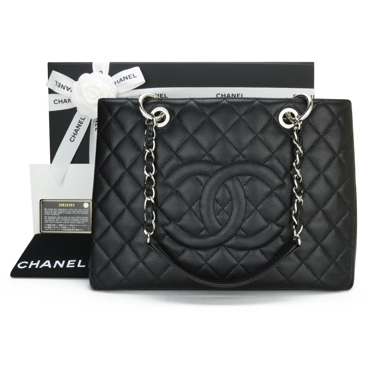 Chanel Black Caviar Leather Grand Shopping Tote