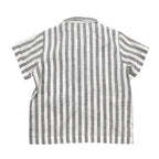 Il Gufo Grey Striped Linen Short Sleeved Shirt
