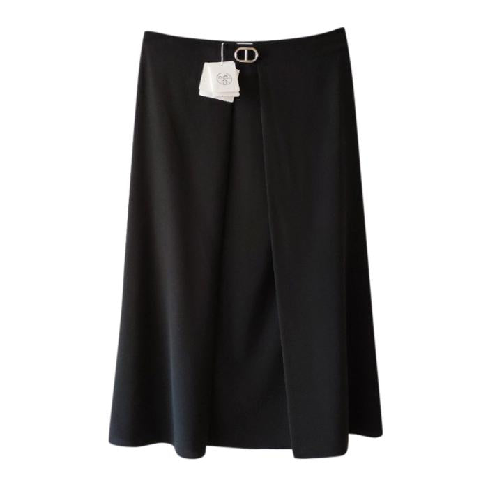 Hermes Black Silk Chaine DAncre Jupe Midi Skirt