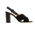 Black Suede And Leather Heeled Sandals