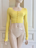 Blumarine Sunshine Yellow Soft Stretch Cropped Cardigan