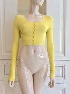 Blumarine Sunshine Yellow Soft Stretch Cropped Cardigan