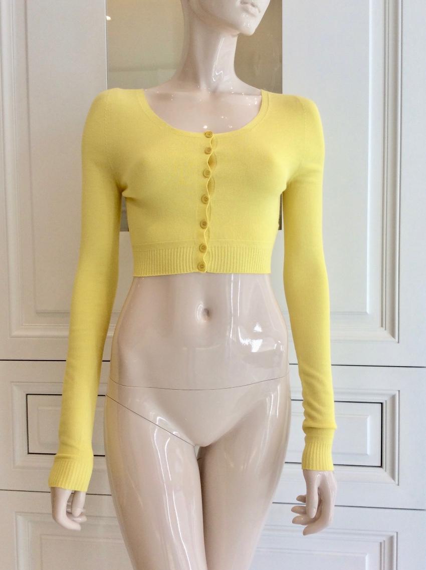 Blumarine Sunshine Yellow Soft Stretch Cropped Cardigan