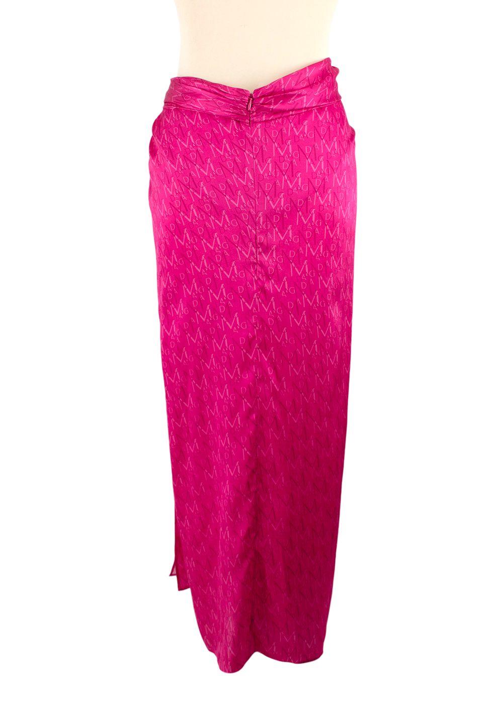 Magda Butrym Pink Monogram Silk Midi Skirt