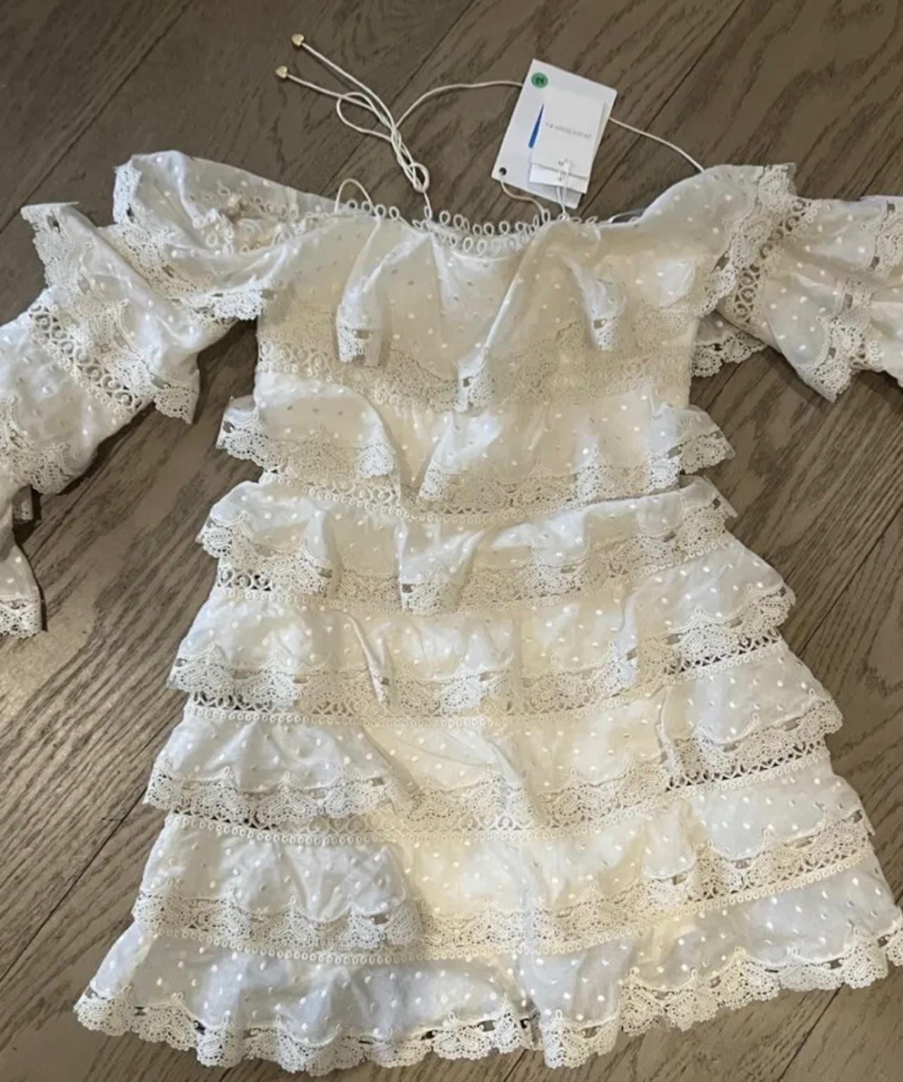 Embroidered Lace Tiered Mini Dress