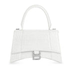 Small White Croc Embossed Hourglass Bag
