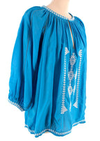 Melissa Odabash Blue & White Embroidered Kaftan