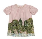 Gucci Red Striped Dress with Tree Print
