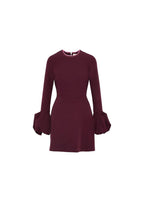 Burgundy Bell-Cuff Mini Dress