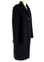 Navy Blue Llama Wool Blend Coat