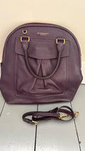 Burberry Deep Purple Leather Tote Bag With Strap