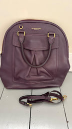 Burberry Deep Purple Leather Tote Bag With Strap