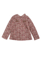 kids 10Y burgundy floral embroidered blouse