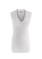 Brunello Cucinelli Soft White V Neck Tank Top