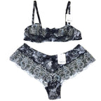 Aubade Embroidered Houndstooth Underwired Bra & St Tropez Set