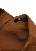 Balmain Tan Satin Skort with Gold Button Detail