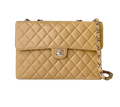 Chanel Beige Caviar Leather Quilted Jumbo Flap Bag