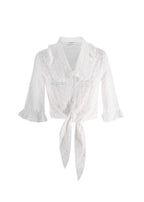 Claudie Pierlot White Bajou Embroidered Tie Front Blouse