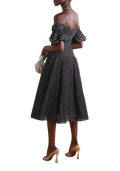 Zimmermann Off The Shoulder Black Polka Dot Midi