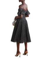Zimmermann Off The Shoulder Black Polka Dot Midi