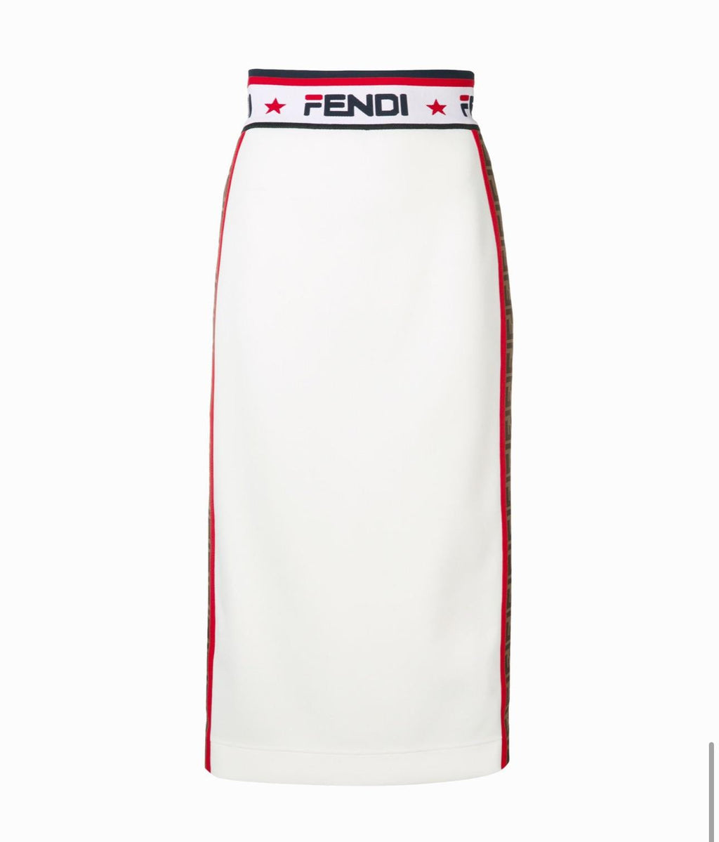 Fendi x Fila white pencil skirt
