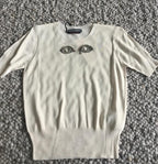 Rochas embellished-eyes short-sleeved knit top