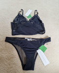 Stella McCartney Black Mesh Bralette and Brief Set