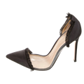 Black Satin Raw Edge Plexi Pumps