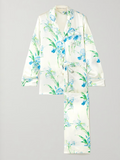 Olivia von Halle White Silk Floral Lila Asterias Pyjama Set