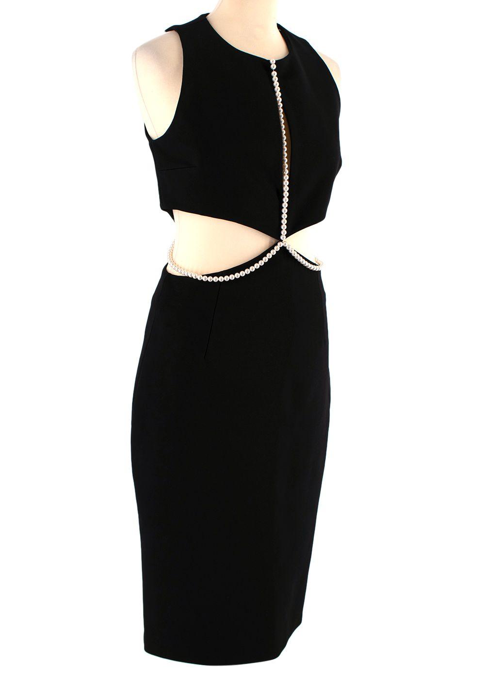 Faux Pearl Trimmed Cut-out Dress