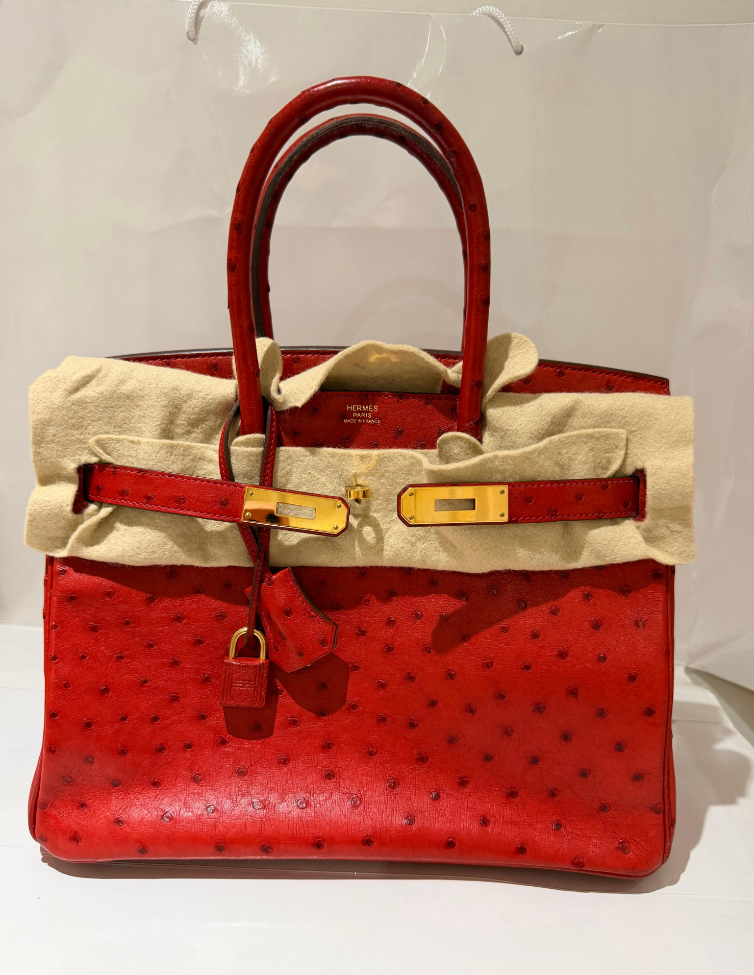 Hermes Birkin 30 in Red Ostrich GHW