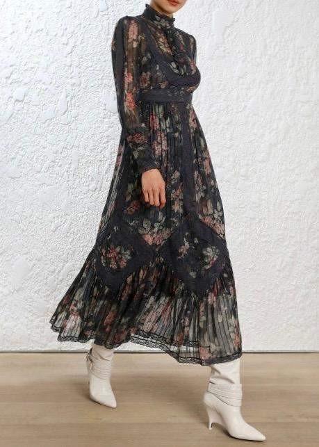 Zimmermann Silk Unbridled Tucked Dress In Ash Garden