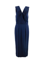 Navy Silk Midi Dress
