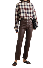Den Burgundy Stretch Leather Pants