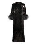 16Arlington Billie Feather-trimmed Midi Dress in Sequin