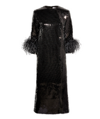 16Arlington Billie Feather-trimmed Midi Dress in Sequin