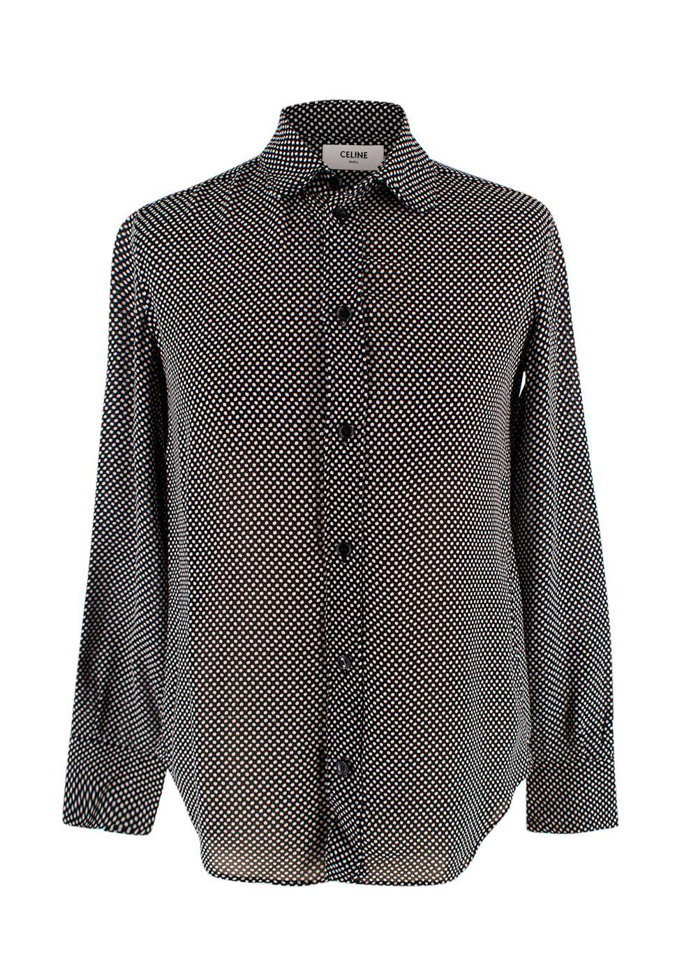Celine Black and White Polka Dot Shirt