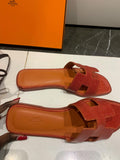 Hermes Rouge Coccinelle Lizard Oran Sandals