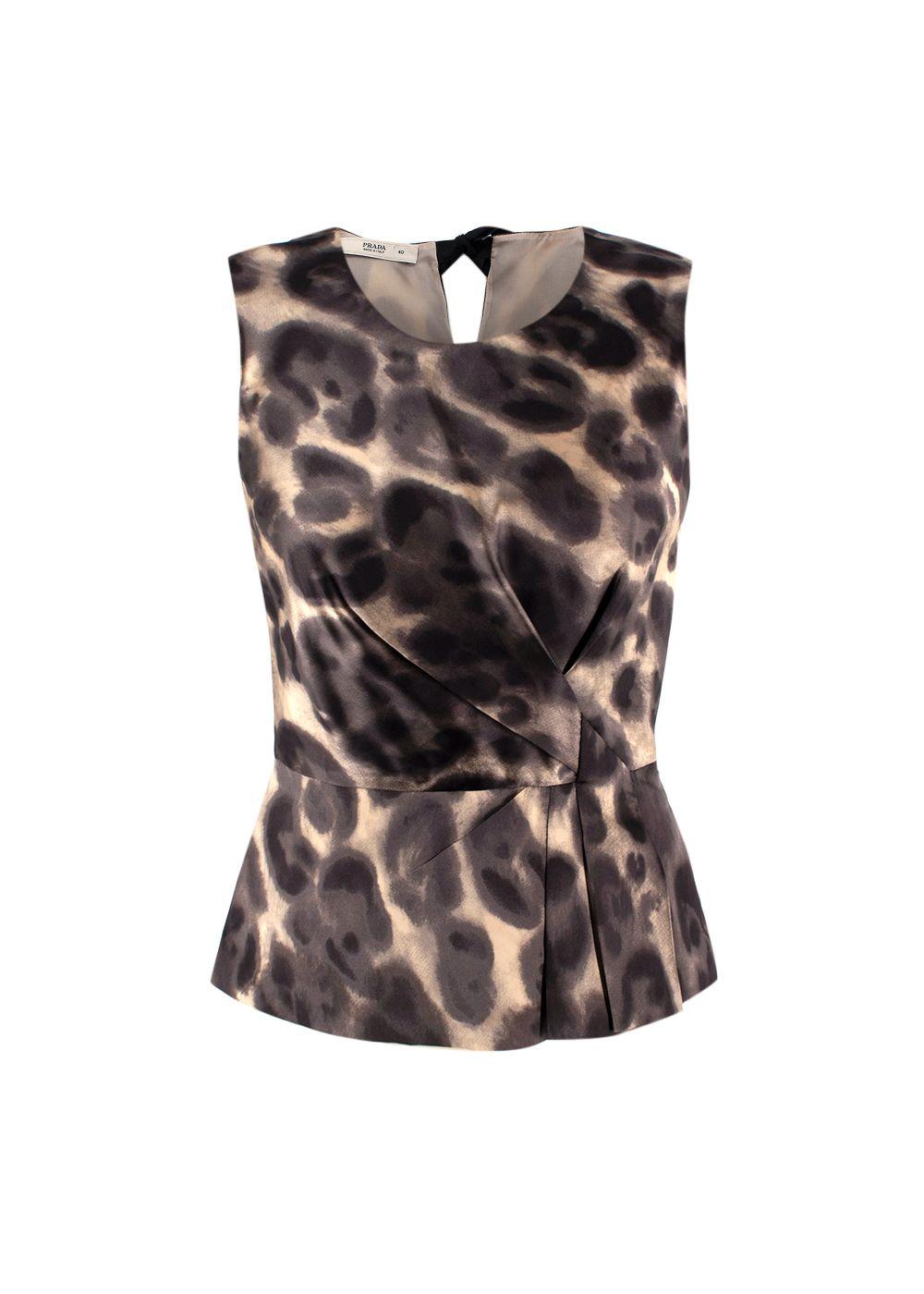 Prada Brown Leopard Print Silk Top