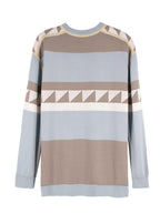 Hermes Blue and Beige Figure Artistique Silk & Cotton Jumper