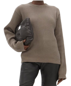 Rick Owens Brown Drop-Stitched Ribbed-Cotton Sweater