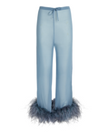 OSÉREE Lumière Feather-Trimmed Glittered Chiffon Straight-Leg Pants