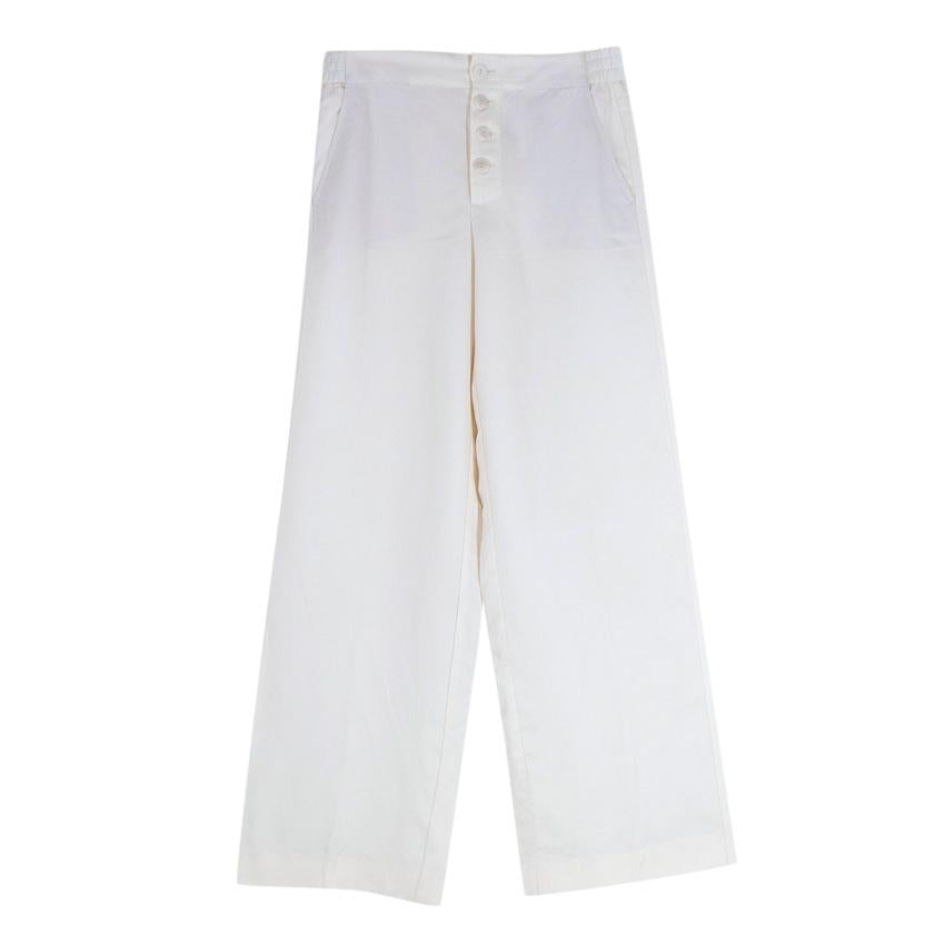 Massimo Dutti Cream Twill Wide Leg Trousers