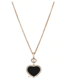 Rose Gold Black Happy Hearts Pendant Necklace