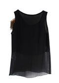 Celine Black Silk Tank Top with Ostrich Feather Trim Sheer Top